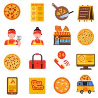 Pizza colored set vector