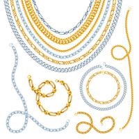 Conjunto de cadenas de oro y plata vector