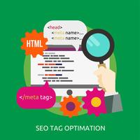 Optimización de etiquetas SEO Ilustración conceptual Diseño vector