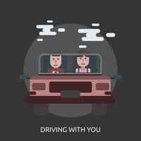 Driving With You Conceptual illustration Design vector