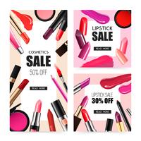 Lip Makeup Realistic Sale Banners  vector