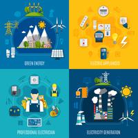 Composiciones planas de electricidad vector