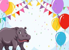 A hippopotamus on party template vector