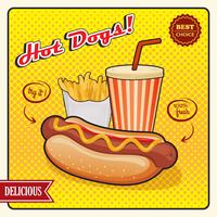 Hot Dogs Comic Style Poster