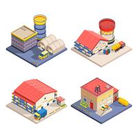 Warehouse Isometric Icons Set vector