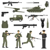 Ejército militar color caqui iconos de colección vector