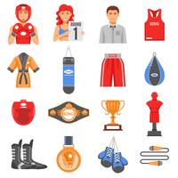 Conjunto de iconos de color plano de municiones de boxeo