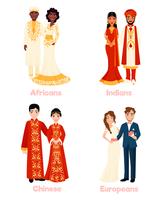Multicultural Wedding Couples vector