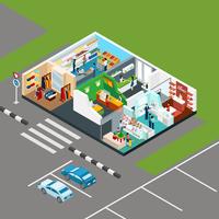Shopping Mall Isometric Concept vector