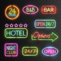 Neon Open Sign Set vector