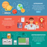 Science 3 Flat Banner Set vector