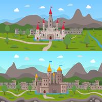 Medieval Ancient Castles Compositions vector