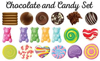 Diferentes diseños de conjunto de chocolate y caramelo. vector