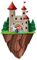 Isolated prince and princess castle vector