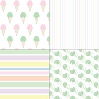 ice cream shells and stripes pastel seamless patterns