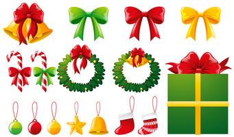 Christmas ornaments and present box vector