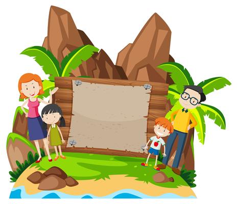 Family on island banner