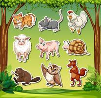 Set of animal sticker character vector