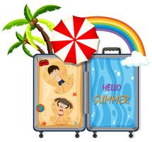 A luggage with beach travel vector