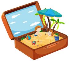 A suitcase in summer beach vector