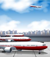 Airport building with airplanes parking vector