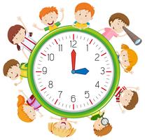 Children on clock template vector