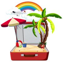 Summer element in suitcase vector