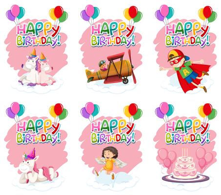 Set of cute birthday icon