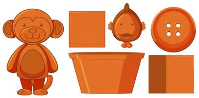 Set of orange toys vector