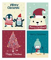 set of christmas cute card  vector