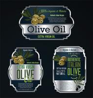 Colección de etiquetas retro de aceite de oliva. vector