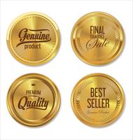 Insignias y etiquetas de oro premium de lujo vector