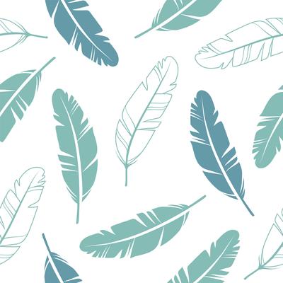 Pastel Colours Feathers Seamless Pattern 