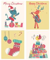 collection of cute flat vector Christmas card