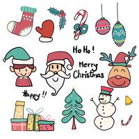 collection of  cute doodle Christmas icon vector