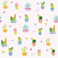 pastel cactus watercolour pattern seamless vector