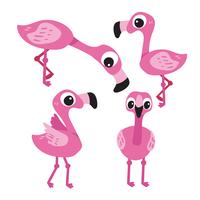 flamingo character collection design vector
