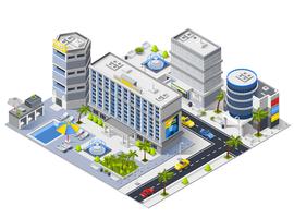 Luxury Hotel Buildings Isometric Composition vector