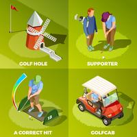 Concepto de diseño isométrico de golf 2x2 vector