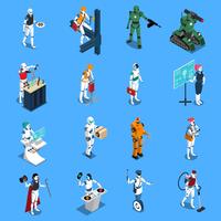 Robot  Professions Isometric Set vector