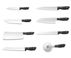 Realistic Knives Icon Set vector