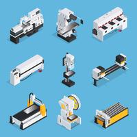 Metalworking Machines Isometric Set vector