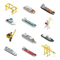 Sea And River Vessel Isometric Icons Set vector