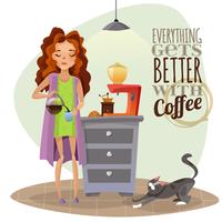 Morning Awakening With Cup Of Coffee   vector
