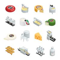 Cheese Production Isometric Icons Collection  vector