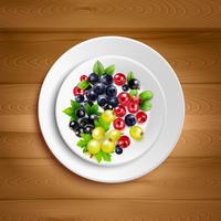 Berry Plate Realistic Vector Illustration