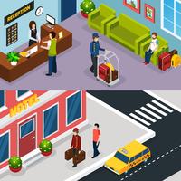 Hotel Service Isometric Banner Set vector