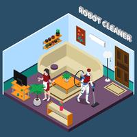 Robot Housewife And Cleaner Professions vector