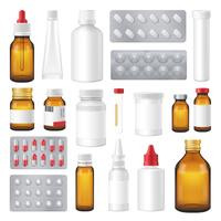 Pharmaceutical Bottles Packs Pills Realistic Set  vector