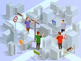 City Navigation Isometric Composition vector